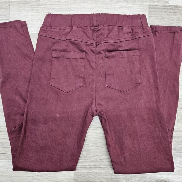 Umgee Womens Maroon Pull On Jeggings Textured Small Zip Ankle - Picture 9 of 9